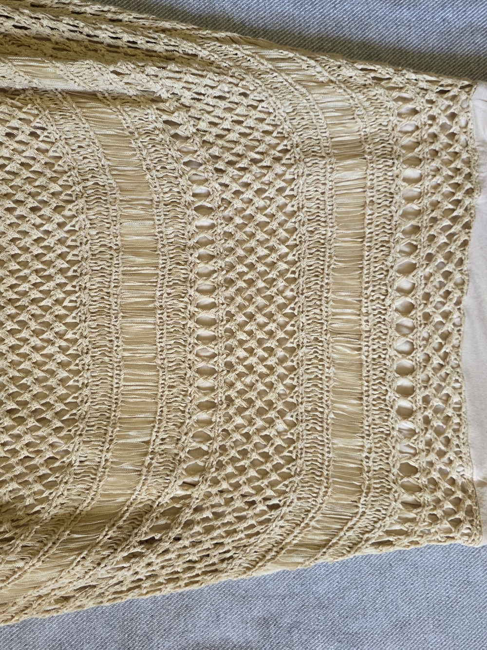 Chico's Cream Handkerchief Crochet Fringe Maxi Skirt - Picture 4 of 9